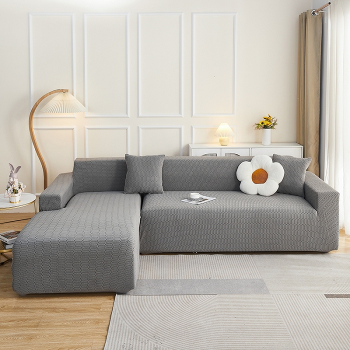 91家纺网 家纺一手货源 找家纺 逐日 2023新款提花沙发套系列-曲艺 曲艺-深灰色