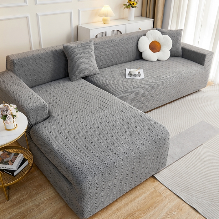 91家纺网 家纺一手货源 找家纺 逐日 2023新款提花沙发套系列-曲艺 曲艺-深灰色