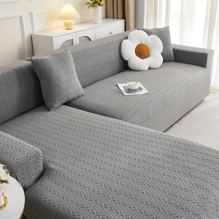 91家纺网 家纺一手货源 找家纺 逐日 2023新款提花沙发套系列-曲艺 曲艺-深灰色