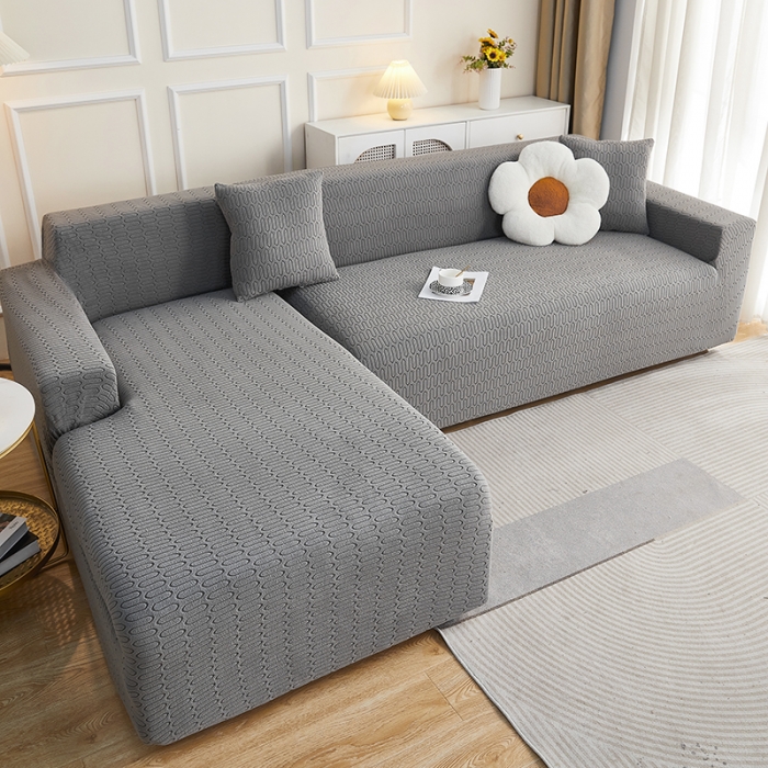 91家纺网 家纺一手货源 找家纺 逐日 2023新款提花沙发套系列-曲艺 曲艺-深灰色