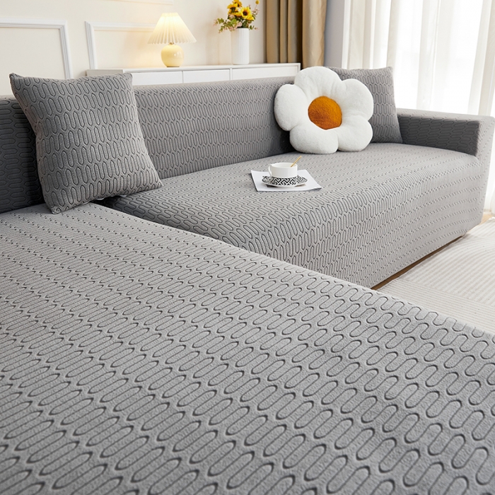 91家纺网 家纺一手货源 找家纺 逐日 2023新款提花沙发套系列-曲艺 曲艺-深灰色