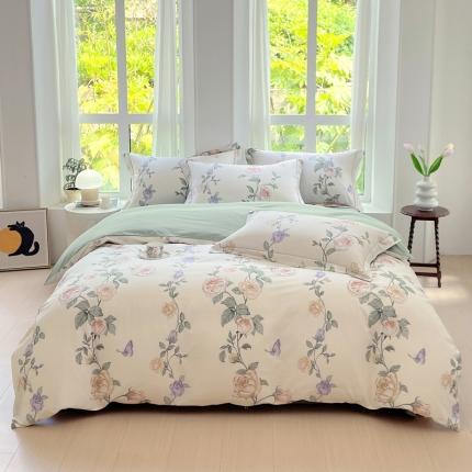 91家纺网 家纺一手货源 找家纺 星期三 2023新款7月新款铂金全棉13372四件套（加老板微信有会员价） 红蔓藤