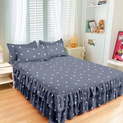 91家纺网 家纺一手货源 找家纺 小雨家纺 2026新款芦荟棉单件床裙+床裙三件套 爱巢