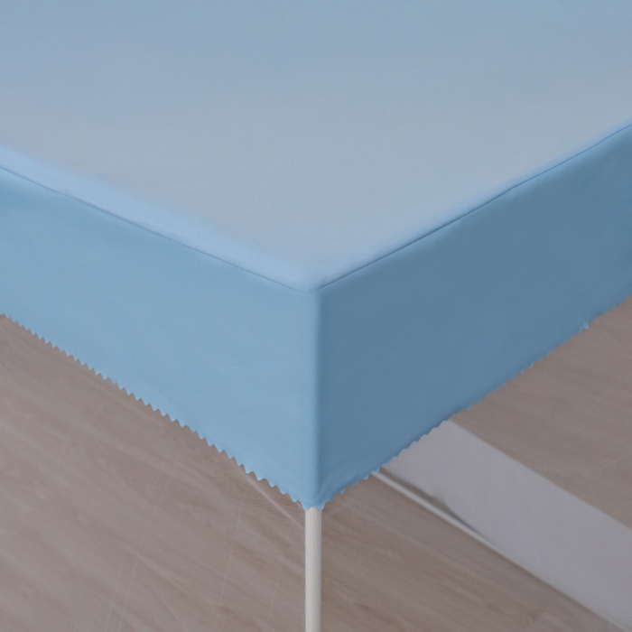 91家纺网 家纺一手货源 找家纺 千逸虹 2024新款简约纯色上下铺学生蚊帐 浅蓝色