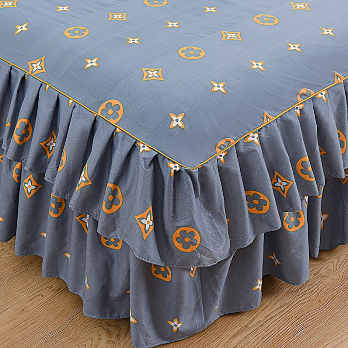 91家纺网 家纺一手货源 找家纺 小雨家纺 2026新款芦荟棉单件床裙+床裙三件套 奥利维