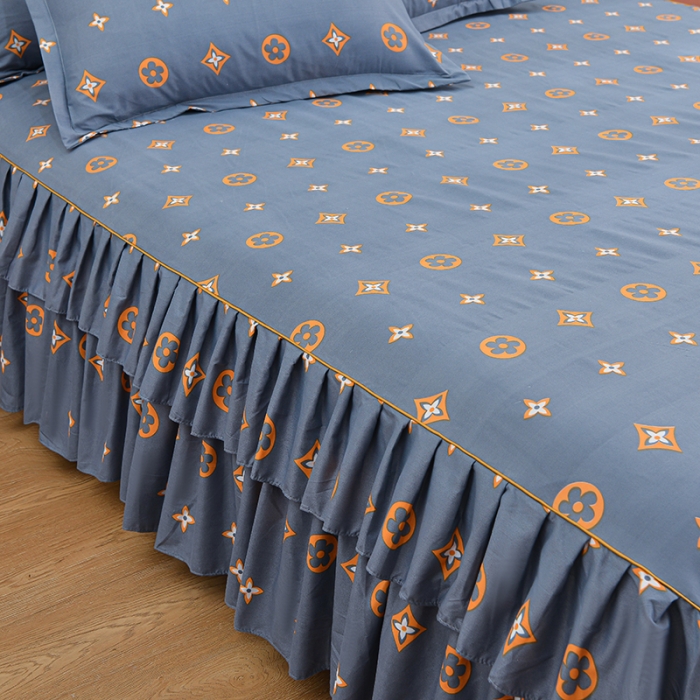 91家纺网 家纺一手货源 找家纺 小雨家纺 2026新款芦荟棉单件床裙+床裙三件套 奥利维