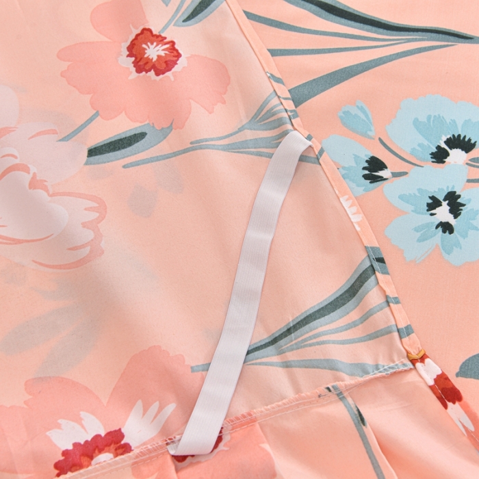 91家纺网 家纺一手货源 找家纺 小雨家纺 2026新款芦荟棉单件床裙+床裙三件套 朝花夕拾粉