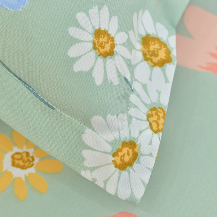 91家纺网 家纺一手货源 找家纺 小雨家纺 2026新款芦荟棉单件床裙+床裙三件套 朝花夕拾绿