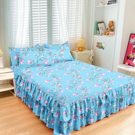 小雨家纺 2026新款芦荟棉单件床裙+床裙三件套 雨梦兰馨