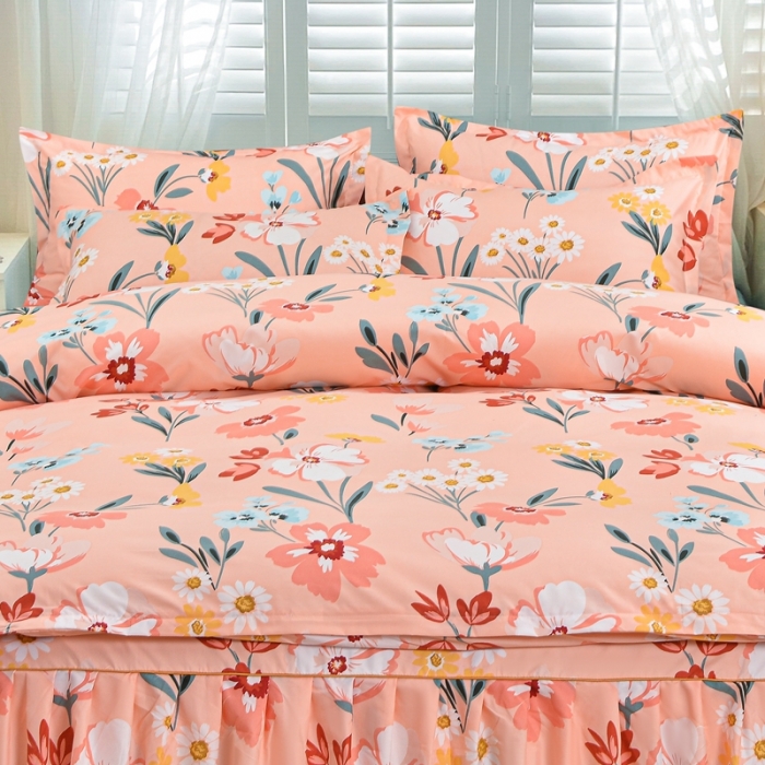 91家纺网 家纺一手货源 找家纺 小雨家纺 2026新款芦荟棉四件套 朝花夕拾粉