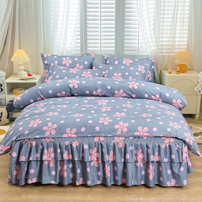 91家纺网 家纺一手货源 找家纺 小雨家纺 2026新款芦荟棉四件套 春天花园