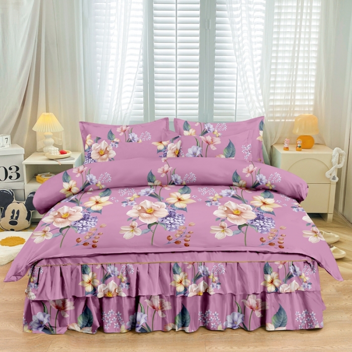 91家纺网 家纺一手货源 找家纺 小雨家纺 2026新款芦荟棉四件套 风采依旧粉