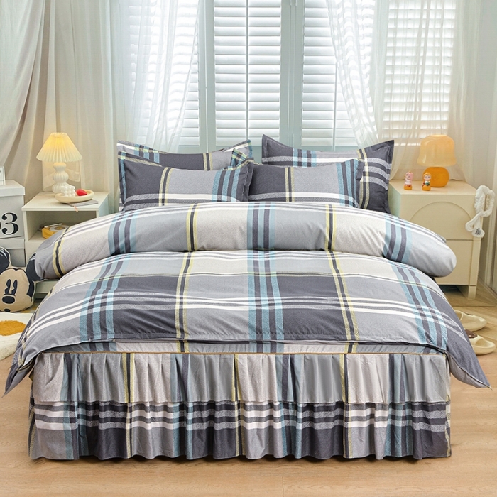 91家纺网 家纺一手货源 找家纺 小雨家纺 2026新款芦荟棉四件套 灰格格