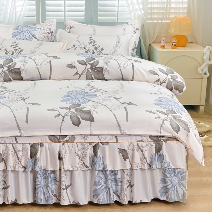 91家纺网 家纺一手货源 找家纺 小雨家纺 2026新款芦荟棉四件套 似水流年