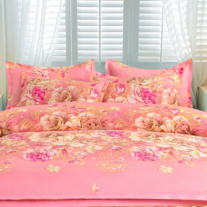 91家纺网 家纺一手货源 找家纺 小雨家纺 2026新款芦荟棉四件套 妩媚花王