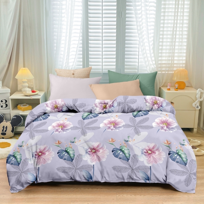 91家纺网 家纺一手货源 找家纺 小雨家纺 2026新款芦荟棉单件被套 阳光花朵莲