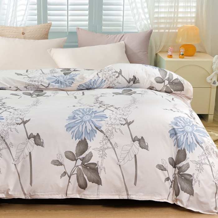 91家纺网 家纺一手货源 找家纺 小雨家纺 2026新款芦荟棉单件被套 似水流年