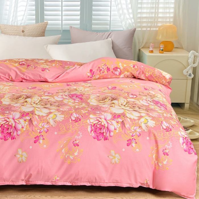 91家纺网 家纺一手货源 找家纺 小雨家纺 2026新款芦荟棉单件被套 妩媚花王