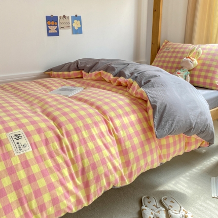 91家纺网 家纺一手货源 找家纺 【直播爆款新款A类全棉水洗棉大学生宿舍三件套床上用品纯棉床笠床单四件套