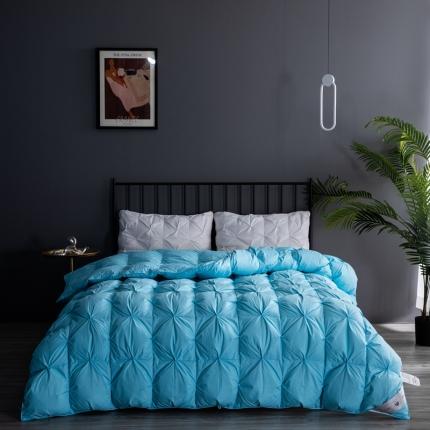 91家纺网 家纺一手货源 找家纺 御眠纺 2023新款直播供货纯色扭花羽绒被春秋被冬被 水蓝