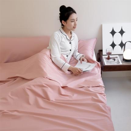 91家纺网 家纺一手货源 找家纺 新款全棉长绒棉 高支高密旅行睡袋酒店隔脏睡袋纯棉床单被套四件套蔷薇粉1