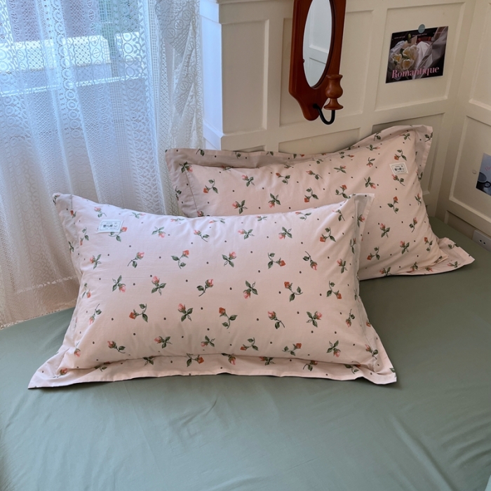 91家纺网 家纺一手货源 找家纺 米粒家纺 2023新款全棉印花四件套系列 初见-粉