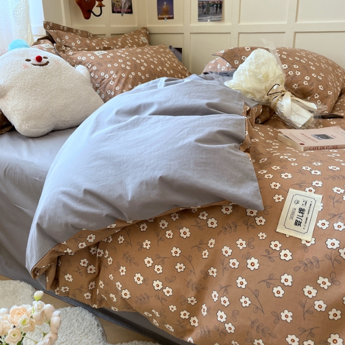 91家纺网 家纺一手货源 找家纺 米粒家纺 2023新款全棉印花四件套系列 秋烟-桔