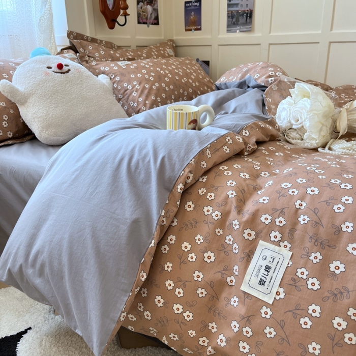 91家纺网 家纺一手货源 找家纺 米粒家纺 2023新款全棉印花四件套系列 秋烟-桔