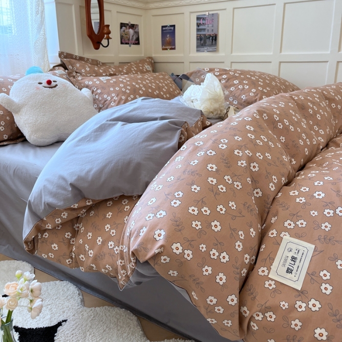 91家纺网 家纺一手货源 找家纺 米粒家纺 2023新款全棉印花四件套系列 秋烟-桔