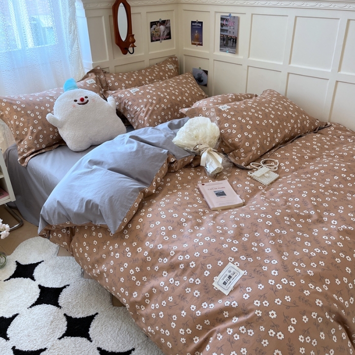 91家纺网 家纺一手货源 找家纺 米粒家纺 2023新款全棉印花四件套系列 秋烟-桔