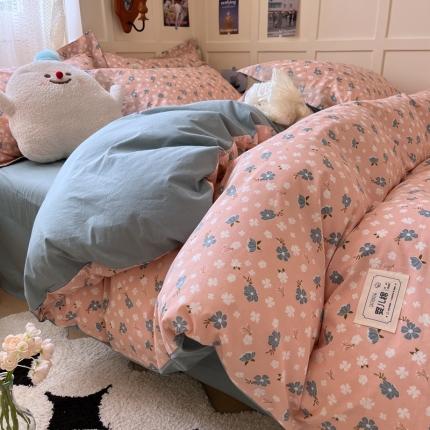 米粒家纺 2023新款全棉印花四件套系列 日落晚风-粉