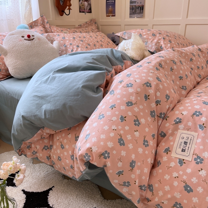 91家纺网 家纺一手货源 找家纺 米粒家纺 2023新款全棉印花四件套系列 日落晚风-粉