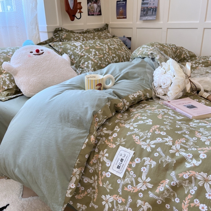 91家纺网 家纺一手货源 找家纺 米粒家纺 2023新款全棉印花四件套系列 日沐