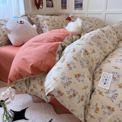 米粒家纺 2023新款全棉印花四件套系列 若烟-桔