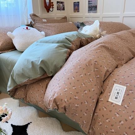 米粒家纺 2023新款全棉印花四件套系列 香露-棕