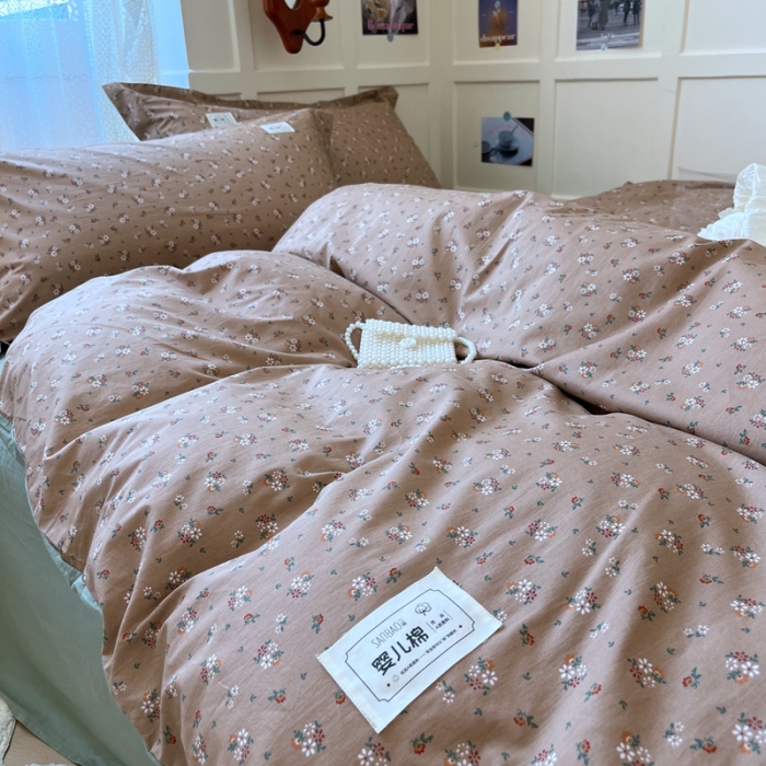 91家纺网 家纺一手货源 找家纺 米粒家纺 2023新款全棉印花四件套系列 香露-棕