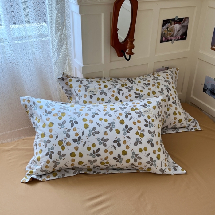 91家纺网 家纺一手货源 找家纺 米粒家纺 2023新款全棉印花四件套系列 阳光草莓-绿