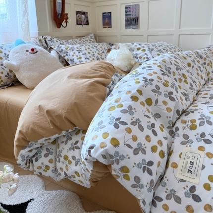 米粒家纺 2023新款全棉印花四件套系列 阳光草莓-绿