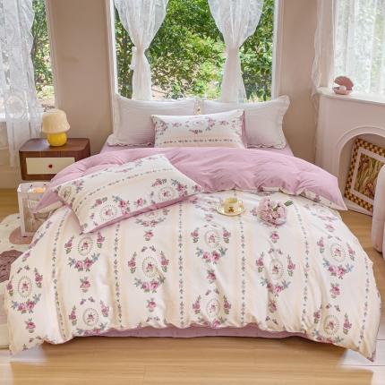 91家纺网 家纺一手货源 找家纺 珺柔家纺 2023新款13372全棉印花四件套 遇见浪漫