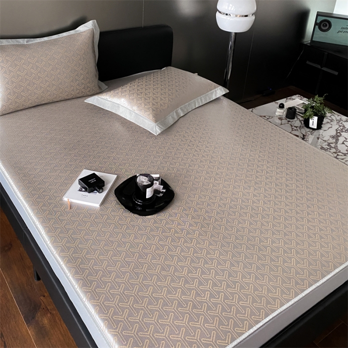 91家纺网 家纺一手货源 找家纺 三味舒屋 2025新款抗菌防螨凉感提花冰丝养生席床笠款 伊索