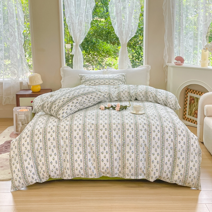 91家纺网 家纺一手货源 找家纺 珺柔家纺 2023新款13372全棉印花四件套 爱丽丝