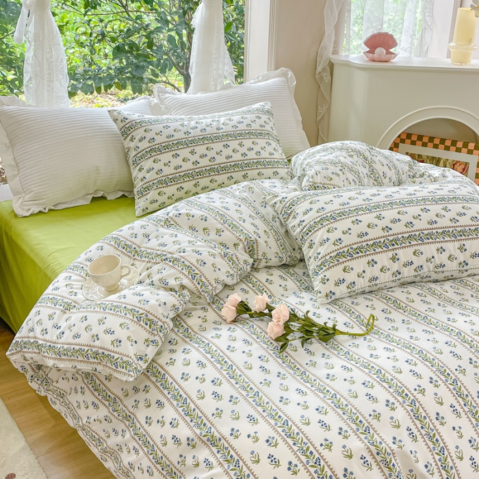 91家纺网 家纺一手货源 找家纺 珺柔家纺 2023新款13372全棉印花四件套 爱丽丝