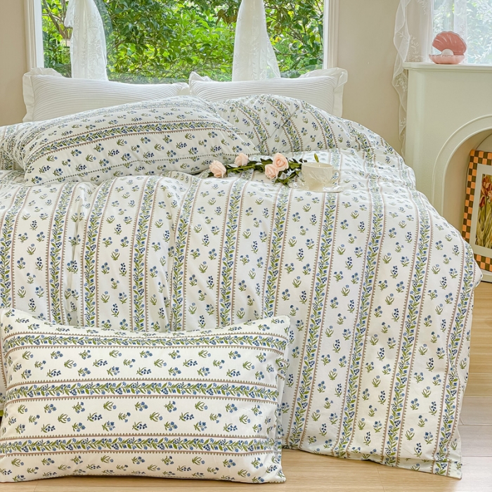 91家纺网 家纺一手货源 找家纺 珺柔家纺 2023新款13372全棉印花四件套 爱丽丝