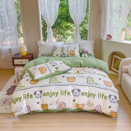 珺柔家纺 2023新款13372全棉印花四件套 哈哈乐园