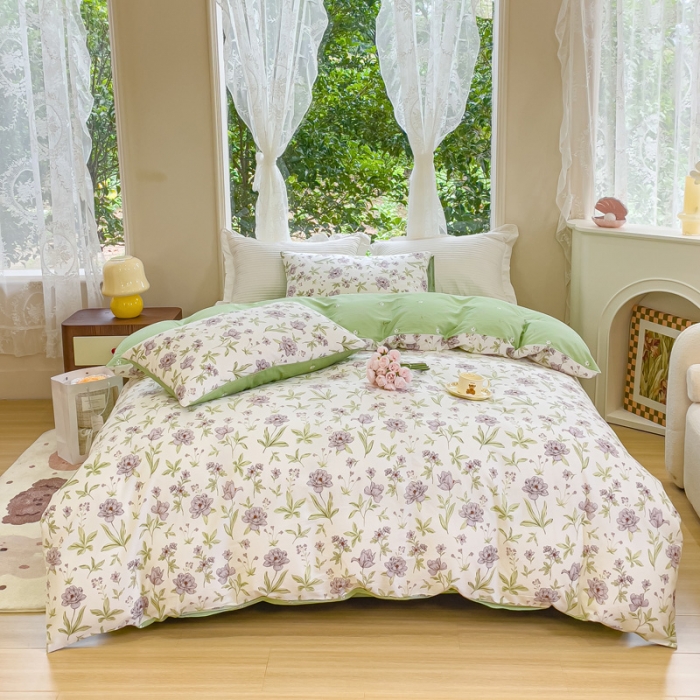 91家纺网 家纺一手货源 找家纺 珺柔家纺 2023新款13372全棉印花四件套 和风