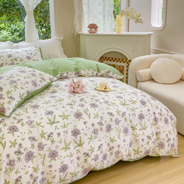 91家纺网 家纺一手货源 找家纺 珺柔家纺 2023新款13372全棉印花四件套 和风