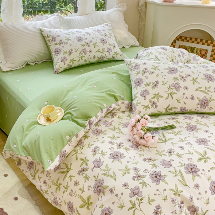 91家纺网 家纺一手货源 找家纺 珺柔家纺 2023新款13372全棉印花四件套 和风