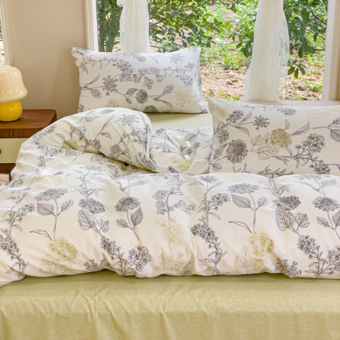 91家纺网 家纺一手货源 找家纺 珺柔家纺 2023新款13372全棉印花四件套 花颂