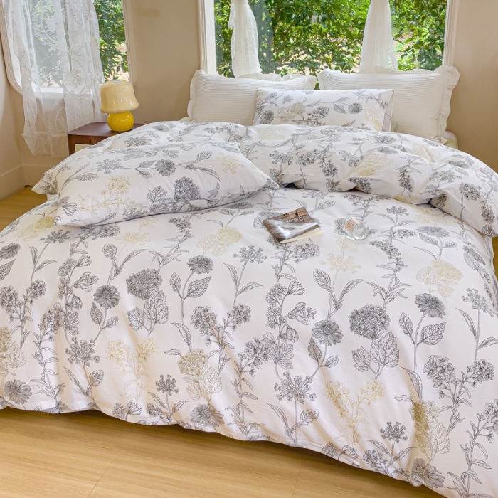 91家纺网 家纺一手货源 找家纺 珺柔家纺 2023新款13372全棉印花四件套 花颂