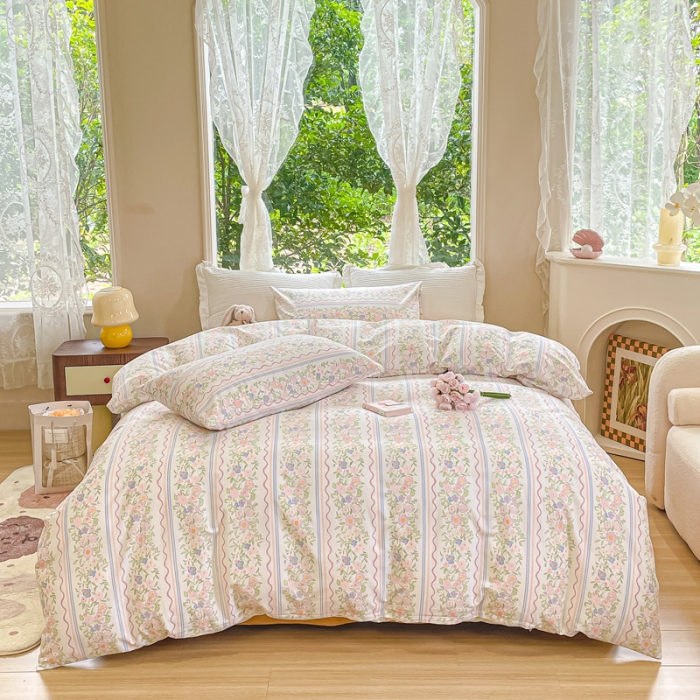 91家纺网 家纺一手货源 找家纺 珺柔家纺 2023新款13372全棉印花四件套 花香